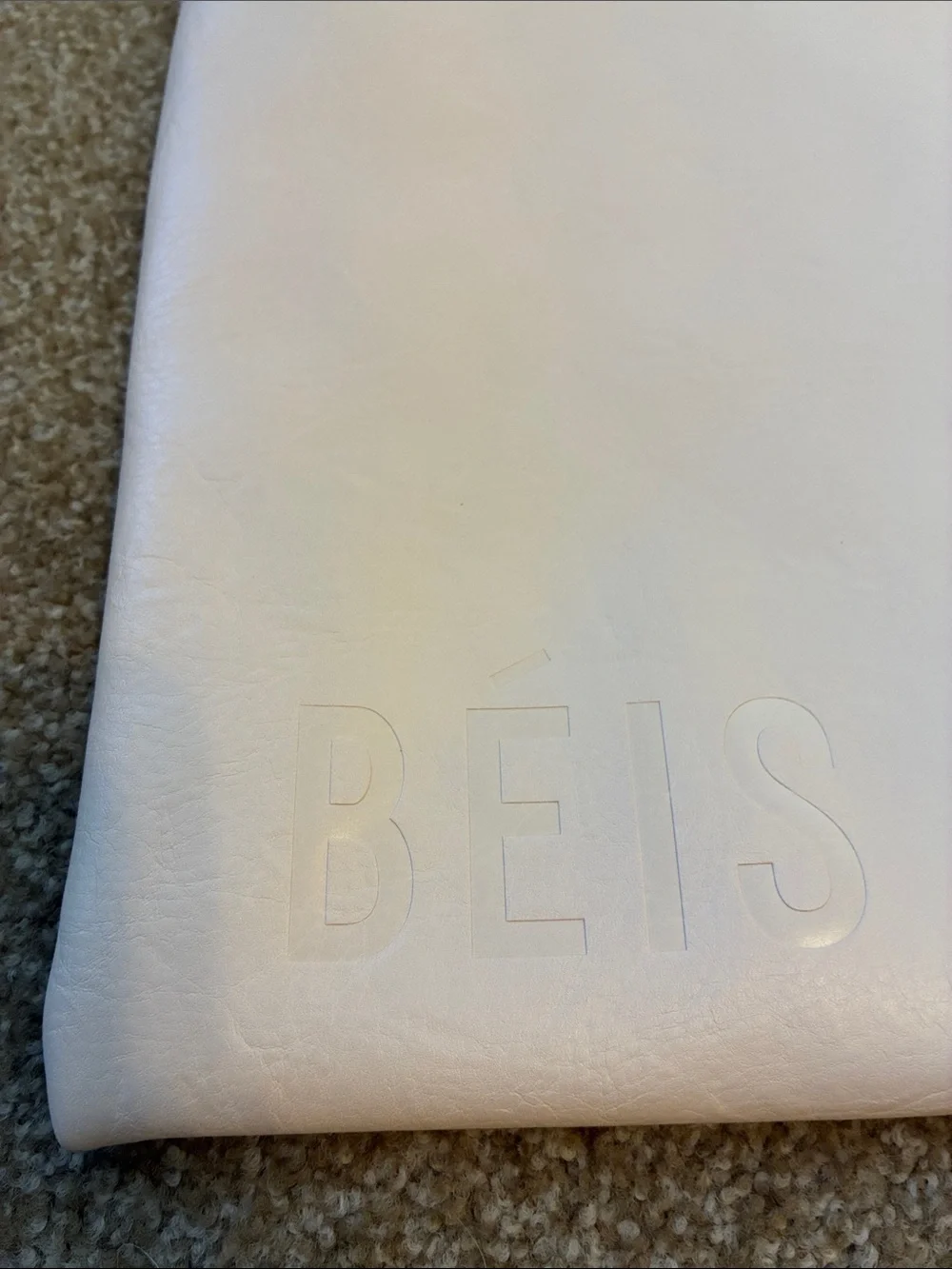 BÉIS Beige Faux Leather Laptop Sleeve Pouch with Removable Crossbody Strap